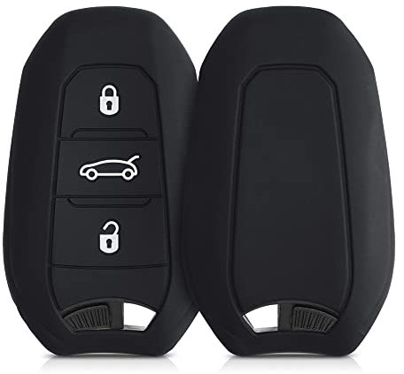 kwmobile Accessoire clé de Voiture Compatible avec Peugeot Citroen Smartkey (Keyless Go Uniquement) 3-Bouton - Coque en Silicone Souple pour Clef de Voiture Noir