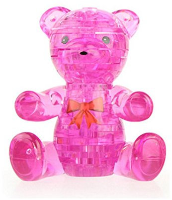 Momola Coolplay 3D cristal puzzle mignon ours modèle DIY gadget blocs construction jouet cadeau décoration collection (Rose chaud)