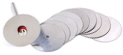 Lot de 10 lames de scie circulaire avec mandrin de serrage 22 mm pour Dremel, Proxxon, disques à tronçonner