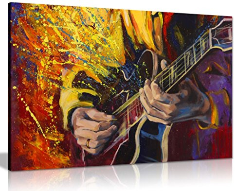 Painting of Guitar Music Contemporary Canvas Wall Art Picture Print (36x24)