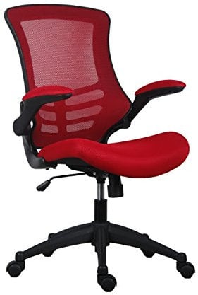Office Hippo Mesh Operator Office Chair, Height & Tilt Adjustable Ergonomic Chair with Tension Control, Flip Up Arms, Computer Chair for Daily Use, Up to 115kg Weight, 5 Year Component Wty - Red