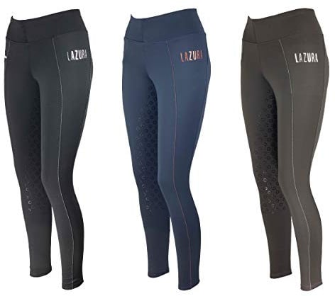 Lazura - Winter-Reitleggings f. Damen & Kinder Lisa – viele Größen | Thermo-Leggings zum Reiten – mit Silikon-Vollbesatz & Handytasche – atmungsaktive Winter-Reithose – Reitbekleidung