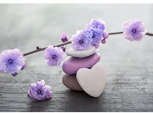 Runa Art Fototapete Feng Shui Blumen Herz Modern Vlies Wohnzimmer Schlafzimmer - Made in Germany - Blau 9430010b