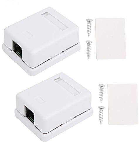 Fafeicy 2Pcs Mount Box RJ45 Cat6 Single Port Desktop Information Network Junction Boxes with Screws for Communication and Socket Connection