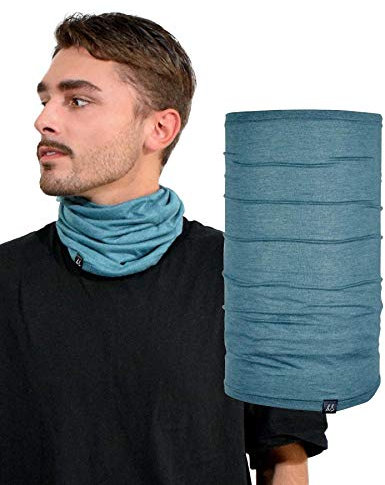 Basic Sense Multifunctional Headwear Cotton Rich Sports Snood Neck Warmer Gaiter, Medium Teal Blue Marl