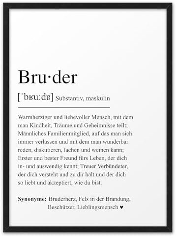 BRUDER DEFINITION | ABOUKI Kunstdruck | Bruder Geschenk Bruder Bild Bruder Poster Beste Bruder Geschenke für Bruder Weihnachten Personalisierte Geschenke Bruder | DIN A4 ohne Rahmen