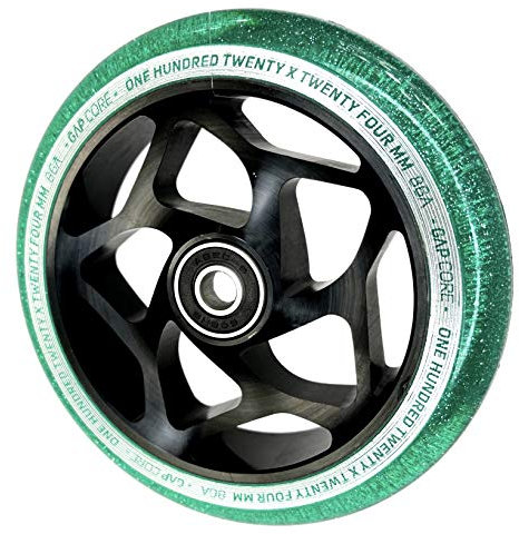 Blunt Gap Core Stunt-Scooter Rolle Abec9 Wheel 120mm +Fantic26 Sticker (Schwarz/Pu Jade Grün Glitter Transparent)