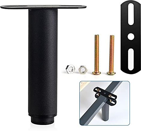 Verstellbare Beine, Metall-Möbelstützbeine, Fuß, einziehbar, robuster Bett-Mittelrahmen, Lamellenstützbeine, geeignet für Schrank, Sofa, Bett, Rahmen, Ersatzteile, 1 Stück (17,8 cm - 33 cm) (schwarz)