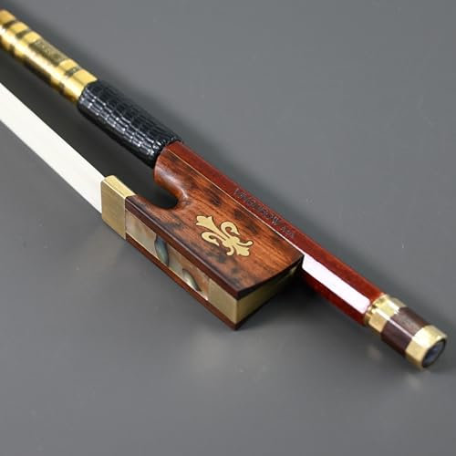Núcleo de fibra de carbono híbrido piel peranmbuco 4/4 arco de violín tamaño VINGOBOW 127V nivel maestro Fleur-de-lys Snakewood Frog crin de caballo natural premium completamente recta