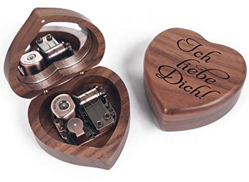 Melodiebox Holzspieluhr Can't Help Falling in Love Musicbox Herzförmig Spieluhr für Geburtstagsgeschenk, Valentinstag, Jahrestag Ich Liebe Dich Federbetrieben