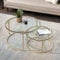 BenyLed Juego de 2 Mesa Nido Salon, Mesa Nido Pequeña para Salón o Comedor Oficina, Tapa de Mesa de Vidrio Templado, Grande: 80 * 80 * 45cm, Pequeña: 60 * 60 * 35cm, Oro
