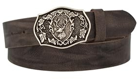 MGM Unisex Trachtengürtel mit Hirsch G rtel, Grau-altsilber, 100 EU