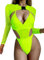 EVELUST Rave Outfits for Women - Festival Neon Bodysuit Long Swimsuits Mesh Buckle Shrug Crop Top Club Party 2 Pcs Set(Green,M-2,1017w)