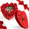 MY TEST Regalo San Valentino e Festa della Donna 2025 - Cofanetto a Cuore Rosso con 10 Rose Rosse Artificiali + 10 Baci Perugina Classico Fondente (ROSE ROSSE + BACI)