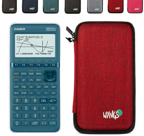 Casio Graph 25+E II avec Housse de Protection WYNGS Incluse Rouge - Calculatrice Graphique - Pack de Base