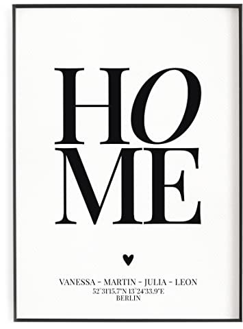 HOME Poster personalisiert mit Koordinaten Name & Ort Zuhause Typografie Familie Wohnung Geschenk Haus Einzug Einweihungsgeschenk Eigenheim Hausbau Richtfest Kunstdruck personalisierbar - ungerahmt