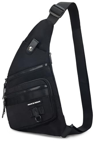Qidelong Sling Bag Anti-Diebstahl Crossbody Brust Schulter Rucksack Damen Herren, Leichte Persönliche Tasche Tasche für Wandern Reisen, Schwarz, Einheitsgröße