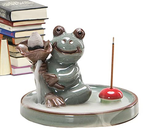 Brûleur d'encens à refoulement en Grenouille – Porte-encens en Grenouille | Ornement d'aromathérapie Antique Porte-Bonheur pour décoration d'intérieur, décoration Yoga Jimtuze