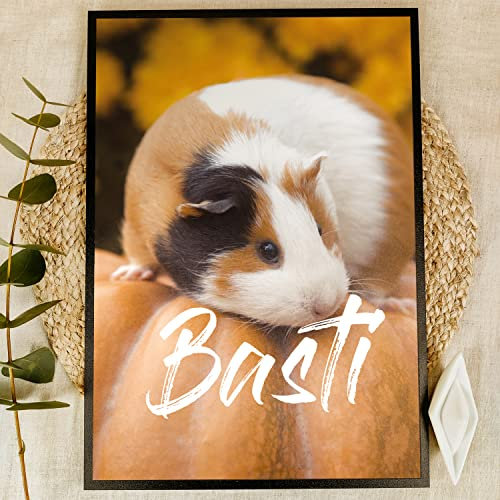 Mein Meerschweinchen Geschenk Holzbild - Foto Geschenk - personalisierbar zum Hinstellen/Aufhängen opt. beleuchtet Meerschweinchen Spielzeug, Meerschweinchen Zubehoer - personalisierte Geschenke