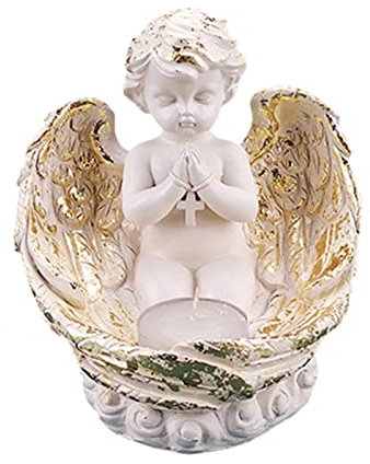 AIYING Supports pour Bougies Votives, Bougeoir Décoratif en Figurine d'ange en Résine, Porte-Bougies Chauffe-Plat Chérubin, Statue d'ange pour Décoration Fête Centre Table Maison Bureau
