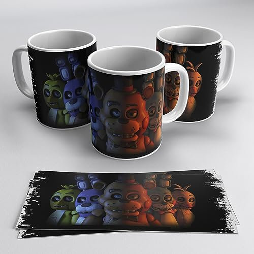 newseny Taza de Five nights at freddys taza regalo de: Nightmare Freddy, Bonnie, Toy Freddy,etc | Cerámica 355ml (Five nights at freddys Negra)