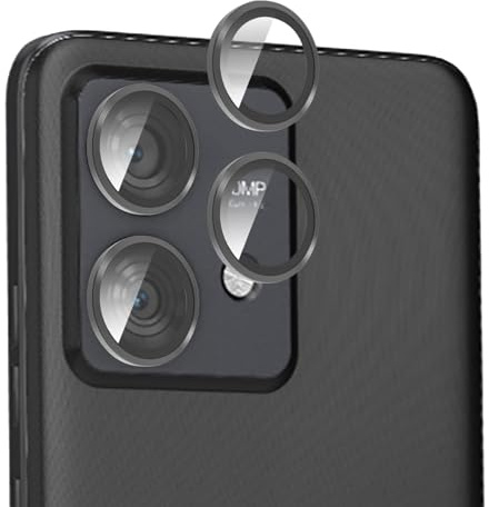 GIOPUEY Pellicola Fotocamera Compatibile Con Motorola Edge 40 Neo - Protezione Completa [Doppia] Metallo + Vetro Temperato - Black