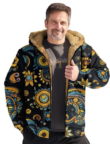 Generisch Puffer Jacket Men, Men'S Print And Autumn Casual Trend Zipper Hooded Jacket Damen Winter Anorak 40 Camo Regenjacke Flecktarn Windbreaker Gefüttert Mit Bauchtasche Jacket (5XL, Gelb)