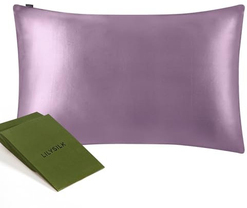 LILYSILK Seidenkissenbezug 22 Momme 100% Maulbeerseide 6A Grade Knapper Stil Umschlagverschluss Beidseitiger Reiner Seidenkissenbezug 600 Fadenzahl Geschenke für die Familie, Lavendel 80x80cm
