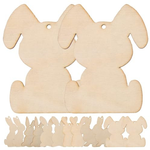 DIYEAH Hasen-Ausschnitte Aus Holz 36 Stück Unfertige Hasen-Rohlinge Aus Holz Zum Bemalen Von Osterhasen-Holzscheiben Für Diy-Bastelarbeiten Frühlings-Osterdekorationen