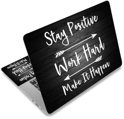 AIMSA Laptop Skin Sticker Decal, 12-15.6 inch Universal Cover, Scratch Resistant Art Decal Protector, Stay Positive Black