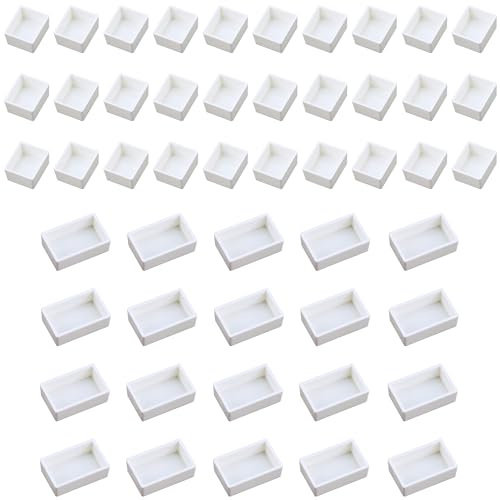 Niuhong 50 Pcs Leere Aquarell Pfannen Weißer Leer Wasserfarbe Aquarellfarben Palette Wasserfarben Farbpfannen Aquarellöle Malpigmente Kunst Zeichnungs Zubehör (Halbe Pfannen + Volle Pfannen)