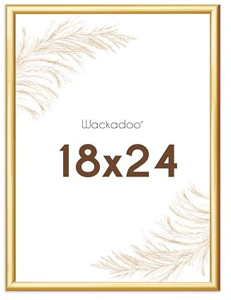 Wackadoo Bilderrahmen 18x24 Gold Fotowand Fotorahmen mit Glasscheibe Kunststoff Picture frame