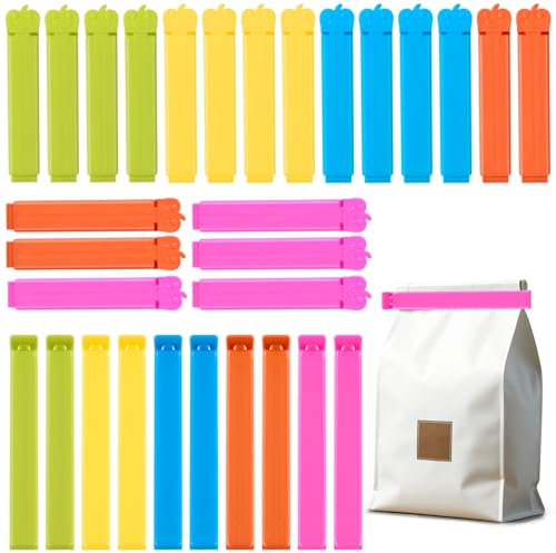 AiQInu 30 Pièces Pince Sachet Alimentaire, Fermeture Sachet Alimentaire 7/11 cm, Pince Sachet Cuisine Réutilisable pour Emballage Cuisine Bonbons Snack
