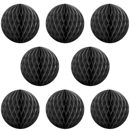 Activesale 8 Stück 7,6 cm Wabenbälle Partydekorationen hängende Blumenkugeln Decke Papier Pom Pom Ornamente für Hochzeiten, Geburtstagsfeiern, Weihnachten (Schwarz)