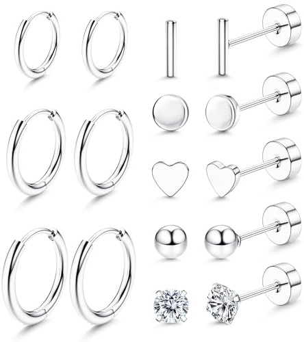 Dochais 8 Paar Ohrringe Gold Set für Damen Chirurgenstahl Creolen Ohrstecker Gold Piercing Ohr Helix Knorpel Medizinische Ohrstecker Huggie Creolen Hypoallergene Siber Ohrringe Mehrfache Piercings