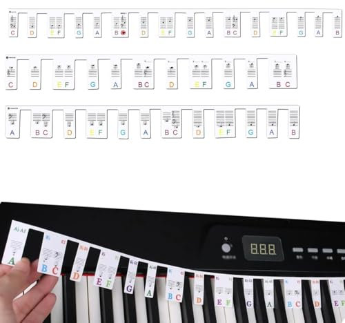 AORHOFJ 1 Set 88 Teclas Guía de Piano de Silicona para Principiantes, Etiquetas de Música de Teclado de Piano Removibles para Aprender, No Necesitan Pegatinas, Reutilizables y Vienen con Funda