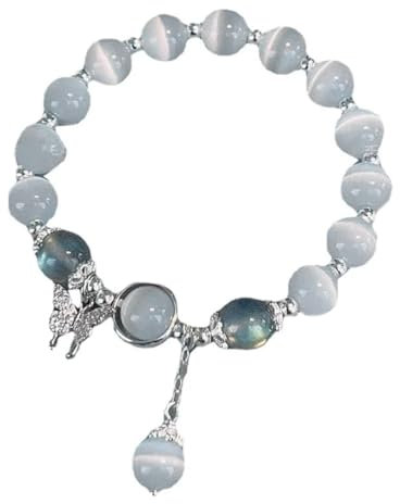 ZAMXHUG Hochwertiges Edelsteinarmband, Armband Silber 925 für Damen, Schmetterlinge Armband mit Naturstein Perlen Kristall, Verstellbare Armband Mädchen Bergkristall Armband Geschenke