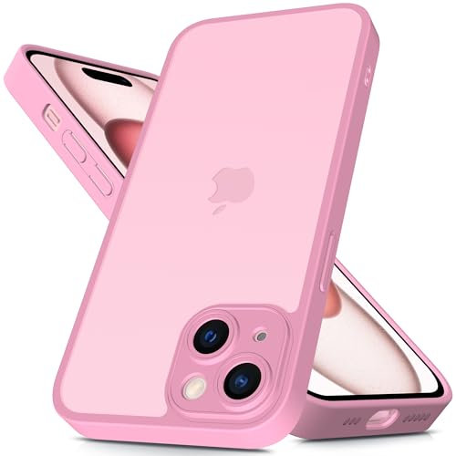 Mootobo for iPhone 15 Plus Case with Camera Lens Full Cover Protection, 10FT Military Grade Drop Protection Phone Case with Anti-Fingerprint Matte Back 6.7 inch - Pink
