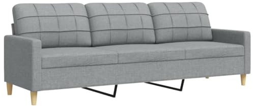 vidaXL 3 Sitzer Sofa, Polstersofa Couch mit Metallgestell, Relaxsofa für Wohnzimmer, Loungesofa Schlafsofa Gästesofa, Modern, Hellgrau Stoff