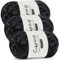 Coopay Chenille Wolle zum Häkeln - 3x100g Samtig Garn, Dicke Flauschige Weiche Plüschwolle für Decken, Schals - Schwarz