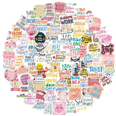 100 PCS Motivational Stickers, Waterproof Vinyl Aesthetic Positive Book Stickers for Kindle, Inspirational Quotes Wall Stickers for Girls, for Laptop Scrapbook Journal Skateboard Suitcase Phone Bike