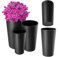 KADAX 3er Set Blumentopf mit Holzspänen, eleganter Übertopf mit herausnehmbarer Einlage, Blumentopfschutz für Büro, Blumenkübel, Topf, Gartenschale (Graphit)