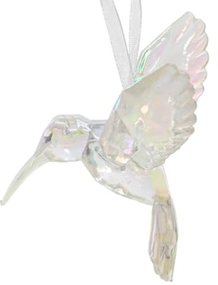 Christbaumschmuck Kunststoff 10,5cm - Kolibri Figur zum Aufhängen - bruchfest - Weihnachtsbaum Anhänger für Weihnachten - Christbaumanhänger & Weihnachtsbaumschmuck - Tiere Vögel Klar Irisierend