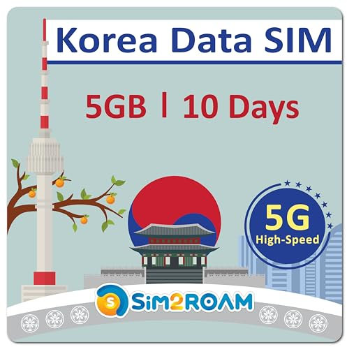 Korea Data NUR SIM-Karte 10 Tage | 5 GB 5G/4G LTE-Internetdaten | Kostenlose Testdaten 100 MB/1 Tag in EU | Reise-SIM-Karte | Prepaid-SIM-Karte | Keine Telefonnummer