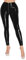 FEESHOW Damen Glänzend Leder Leggings High Waist Mit Reißverschluss Im Schritt Ouvert Shiny Lackoptik Hose Skinny PU Leder Strumpfhose Schwarz 3XL