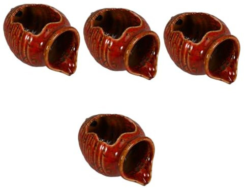 Supvox 4 Stück Zirkulierendes Wasser Tontopf Solar Teichpumpe Pool Wasserfall Schwimmbad Schwimmbrunnen Garten Wasserfall Wand Wasserbrunnen Outdoor Aquarium Brunnen Keramik Rot