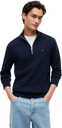Tommy Jeans Herren Pullover mit Reißverschluss Light mit Stehkragen