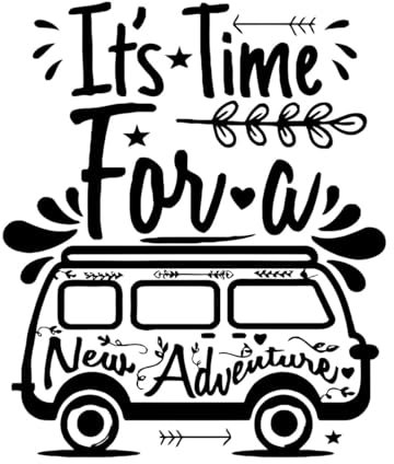 Wandaufkleber mit Abenteuer-Reisebus und Wohnmobil, „Zeit für neue Abenteuer“, Zitat, Wandtattoo, VW-Auto, Vinyl, Heimdekoration, Urlaubsdeko, extragroß – 75x90cm