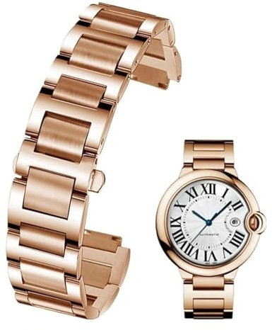 honyeuk Bracelet De Montre En Acier Inoxydable Pour Cartier W6920046 Ballon Bleu Série Femmes Hommes Bracelets Bracelet(Rose Gold,14-8mm)