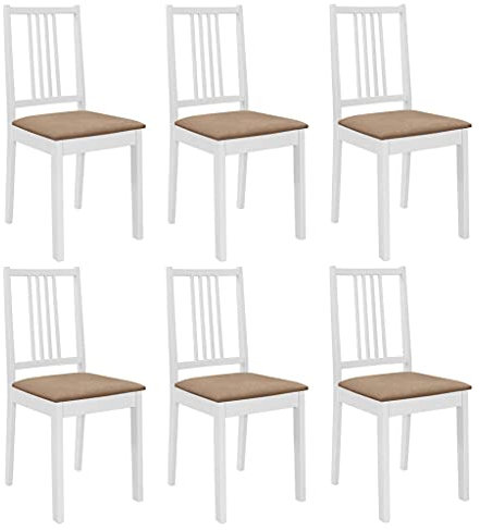 Generisch Esszimmerstühle mit Polstern 6 STK. Weiß Massivholz,jiangboyue-276405